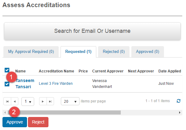 Assess accreditations approve/reject