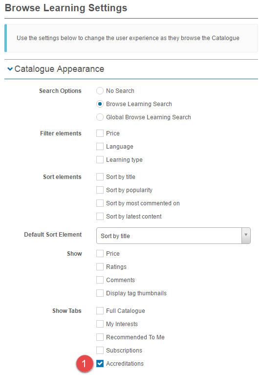 Browse Learning setup