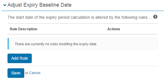 Expiry baseline section
