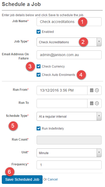 Schedule accreditation job
