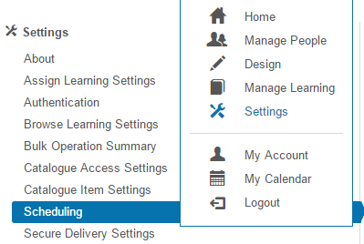 Scheduling menu