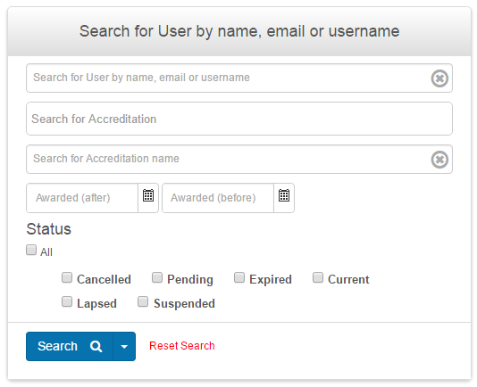 Search accreditations