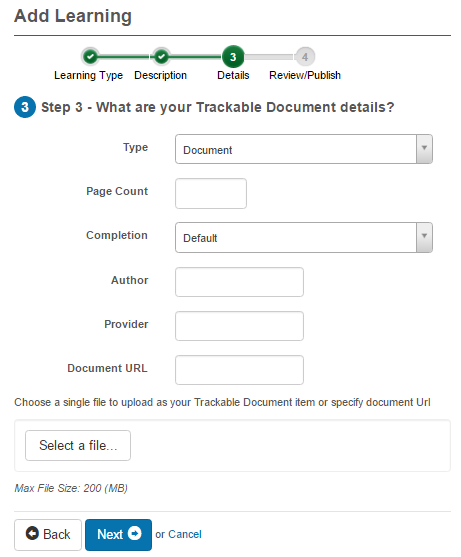 Step 3 — Trackable Document details