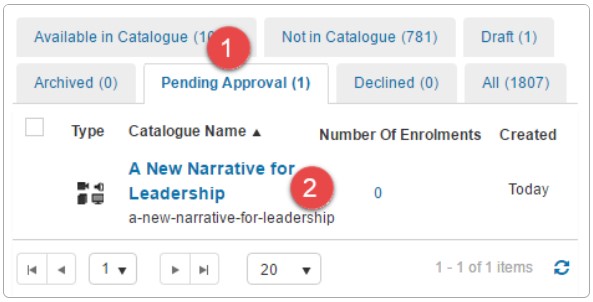 Pending approval list