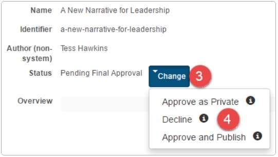 Status change dropdown