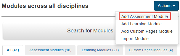 Add Assessment Module