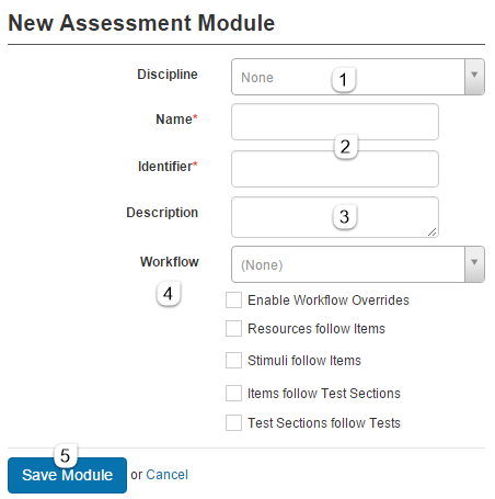 Add module — name and discipline