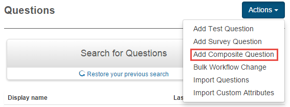 Add Composite Question menu