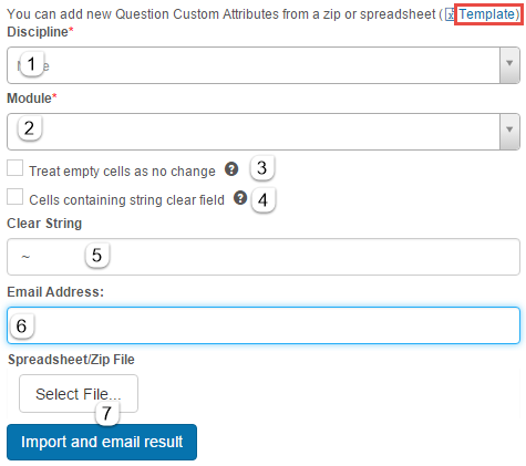 Import Custom Attributes form