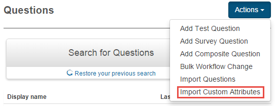 Import Custom Attributes menu
