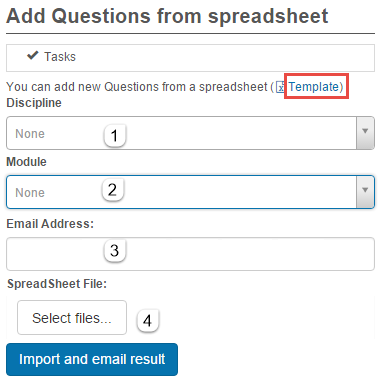 Import Questions form