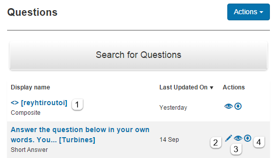 Questions list