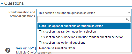 Randomisation dropdown