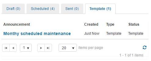 Template tab listing