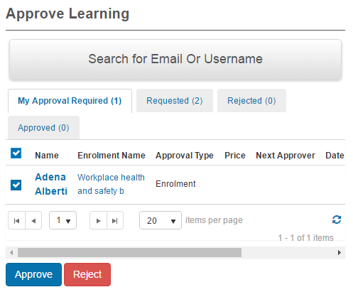 Approve Learning list