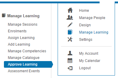 Approve Learning menu
