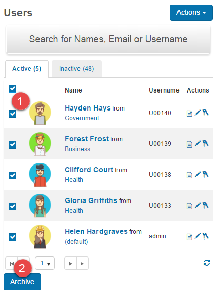 Archive button with user selected
