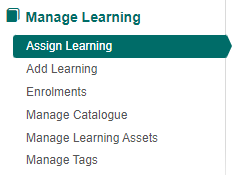 Assign Learning menu