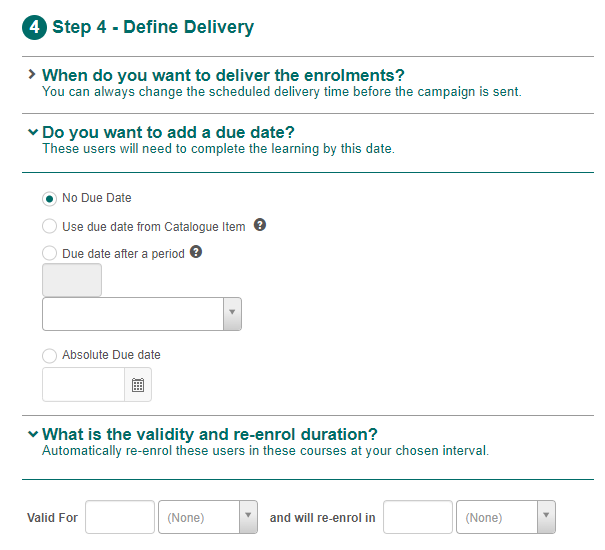 Due date and validity