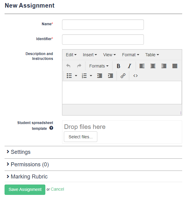 Assignment form