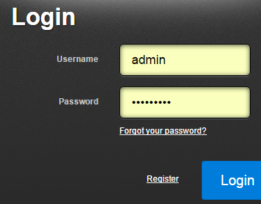 Login screen