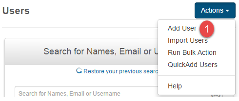 Add User menu