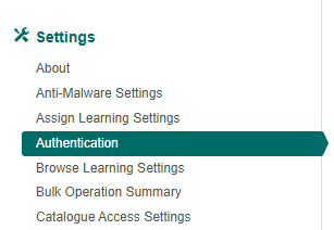 Authentication settings