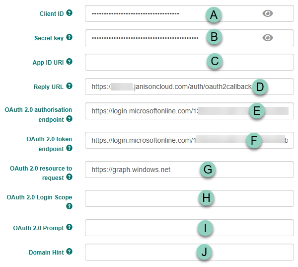 Academy OAuth field configuration