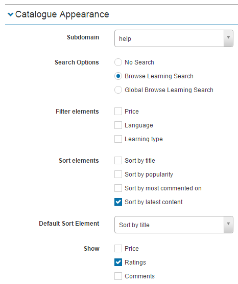 Catalogue appearance section