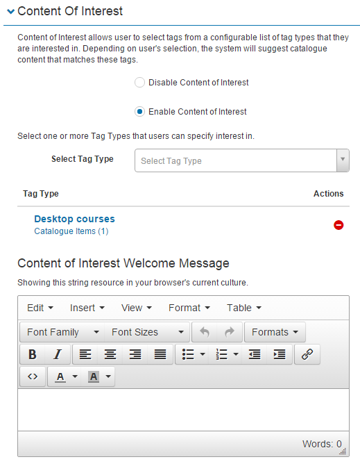 Content of Interest section