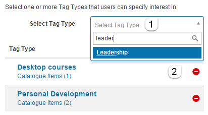 Tag types for interests