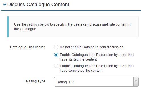 Discuss Catalogue Content settings