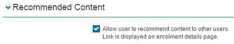 Recommended Content settings