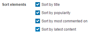 Sort element settings