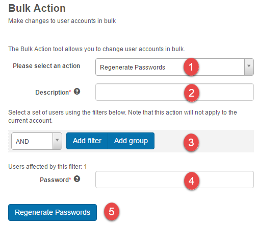 Regenerate Passwords form