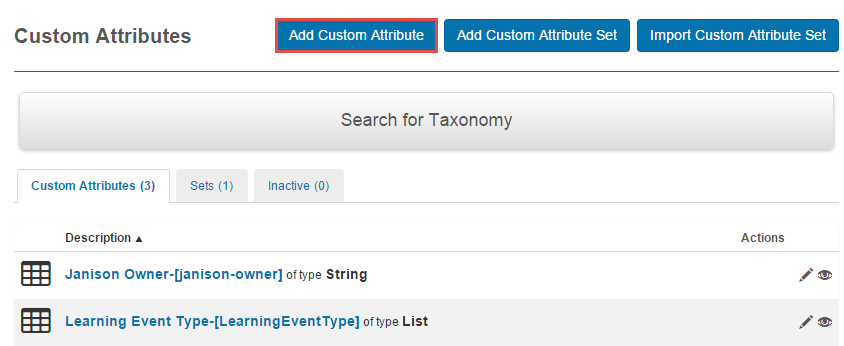 Add Custom Attribute menu