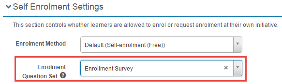 Catalogue item question set selector