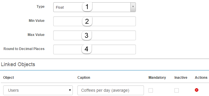 Float custom attribute form