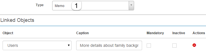 Memo custom attribute form