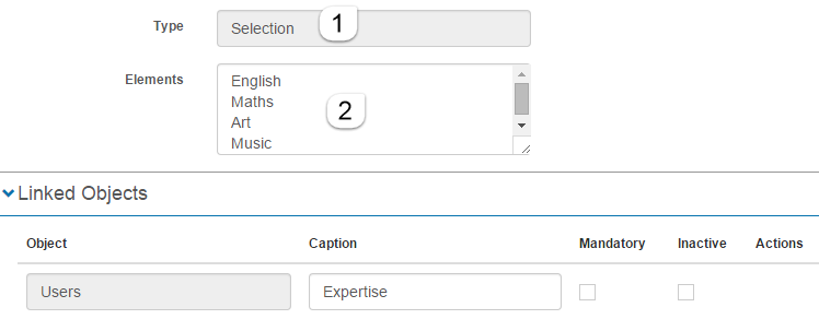 Selection custom attribute form