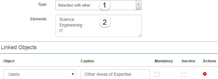 Selection with other form