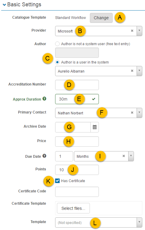 Basic settings details