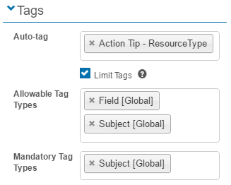 Tags section