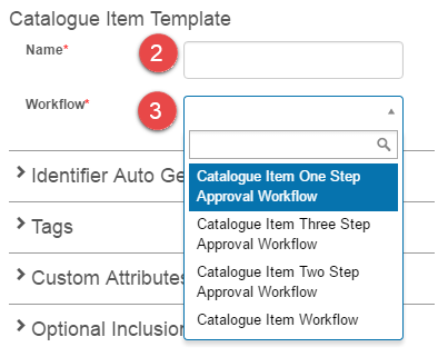 Template name and workflow