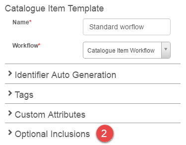Optional Inclusions panel