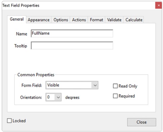 Certificate field — General tab