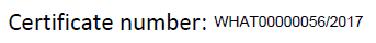 Default certificate number