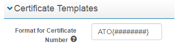 Customise certificate number — with characters