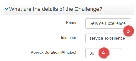 Challenge name and duration