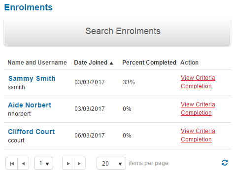 Enrolments section
